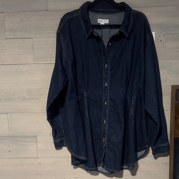 Ava & Viv Dark Denim Button Down Shirt - Picture 7 of 9